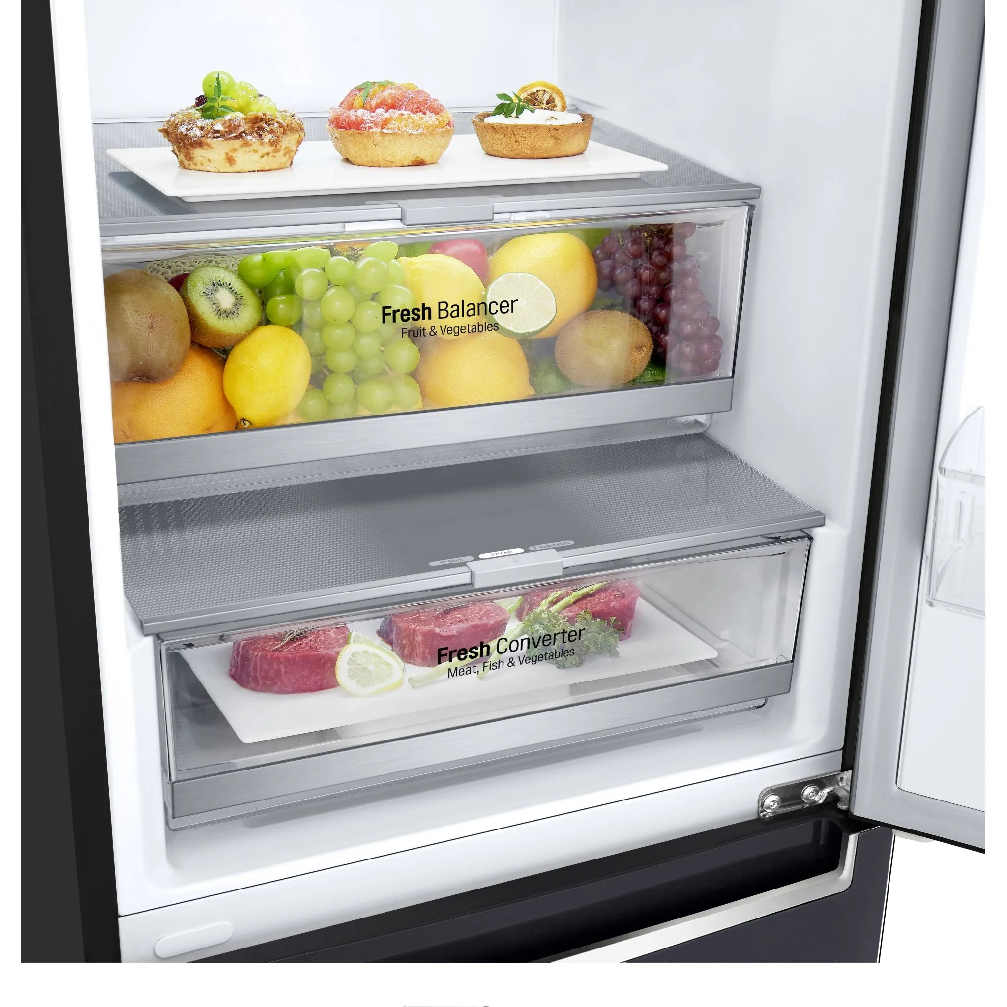 LG Bottom Mount Fridge (LBNC12241P) - Black Stainless