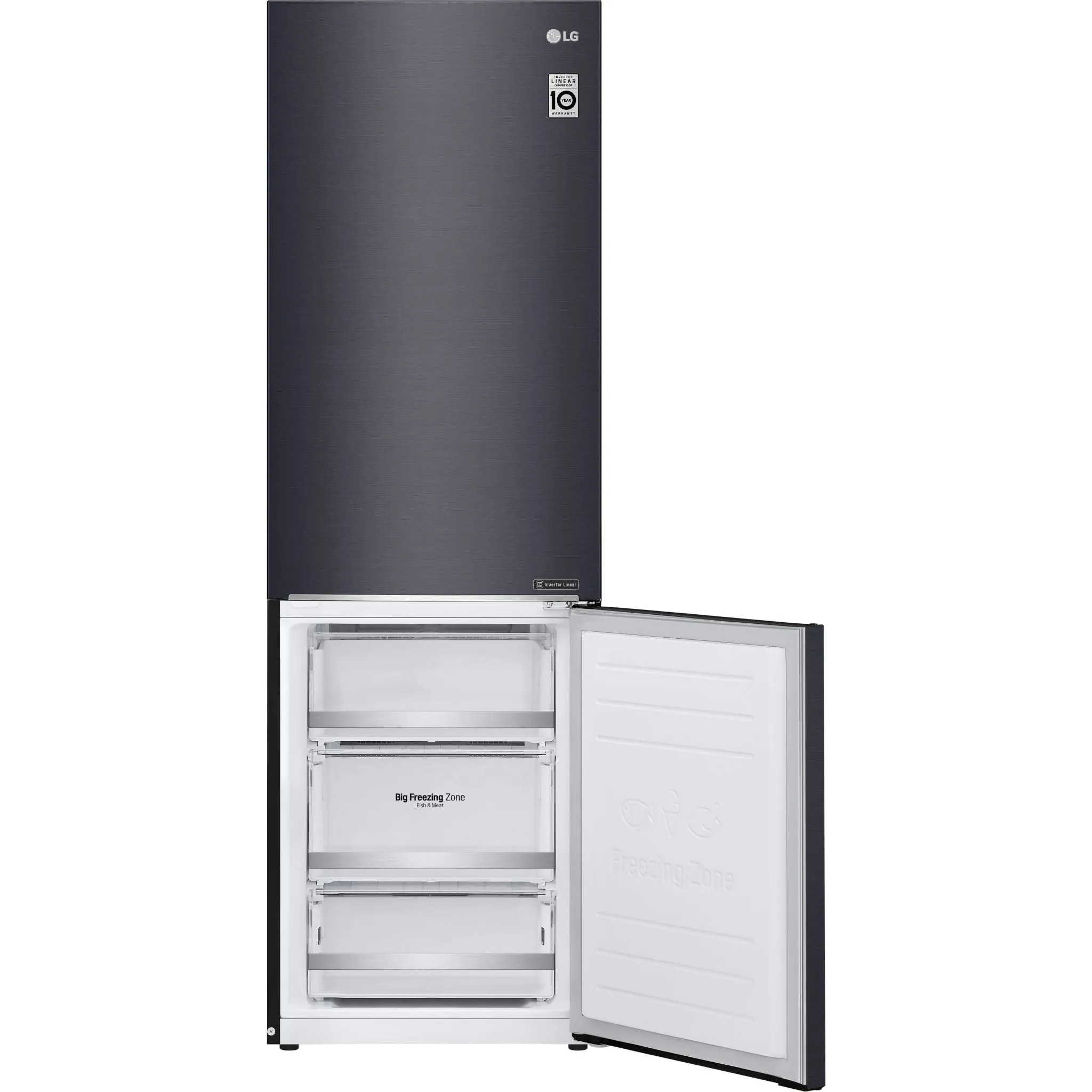 LG Bottom Mount Fridge (LBNC12241P) - Black Stainless