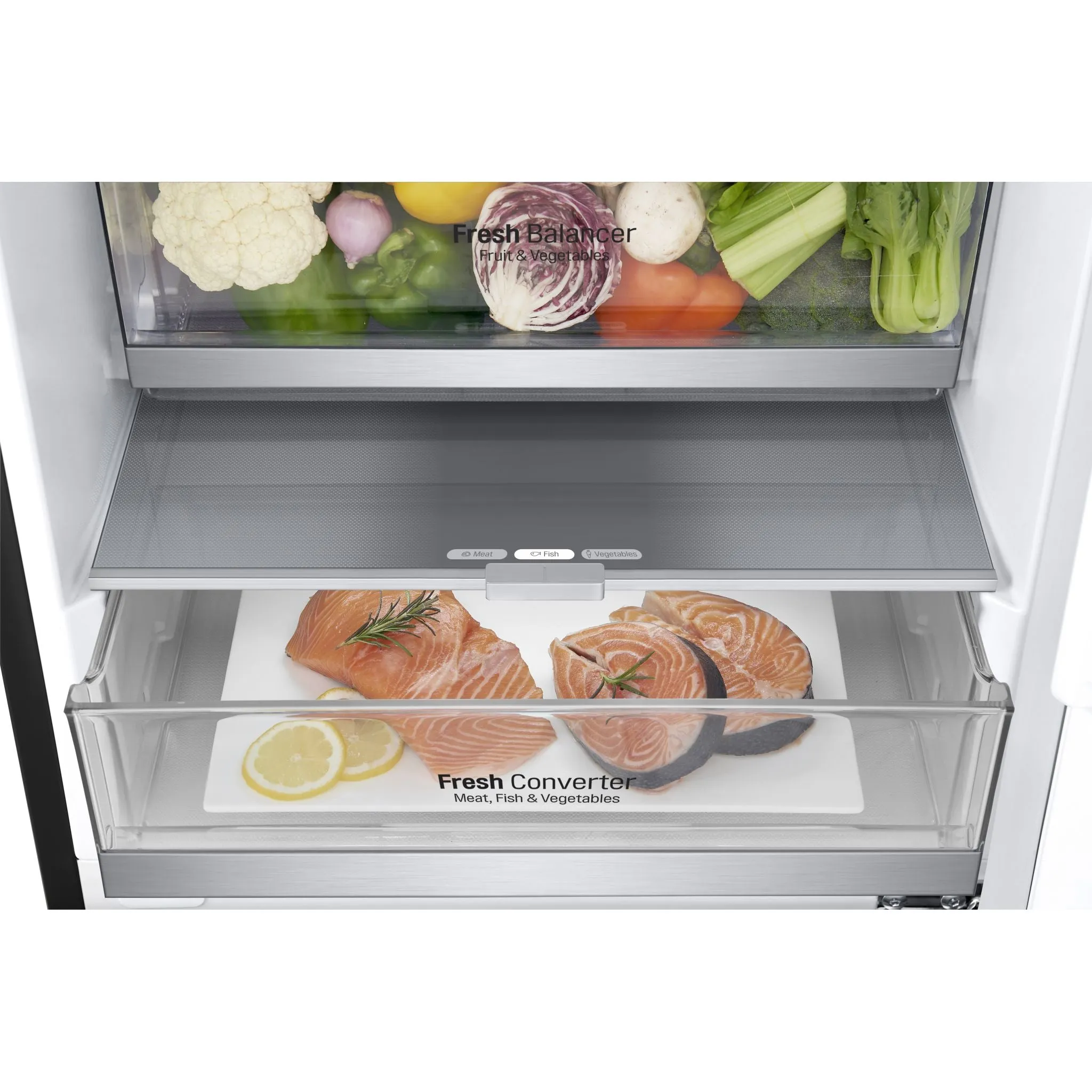 LG Bottom Mount Fridge (LBNC12241P) - Black Stainless