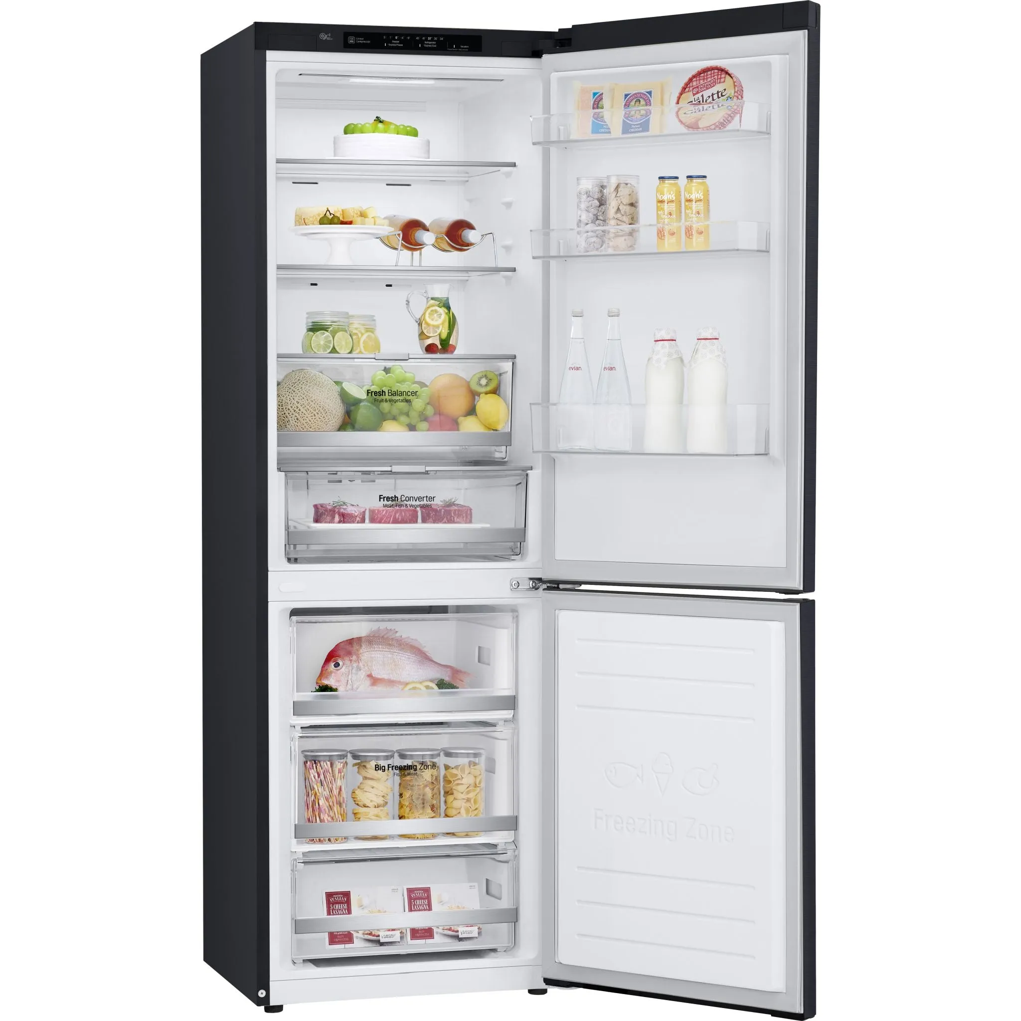 LG Bottom Mount Fridge (LBNC12241P) - Black Stainless