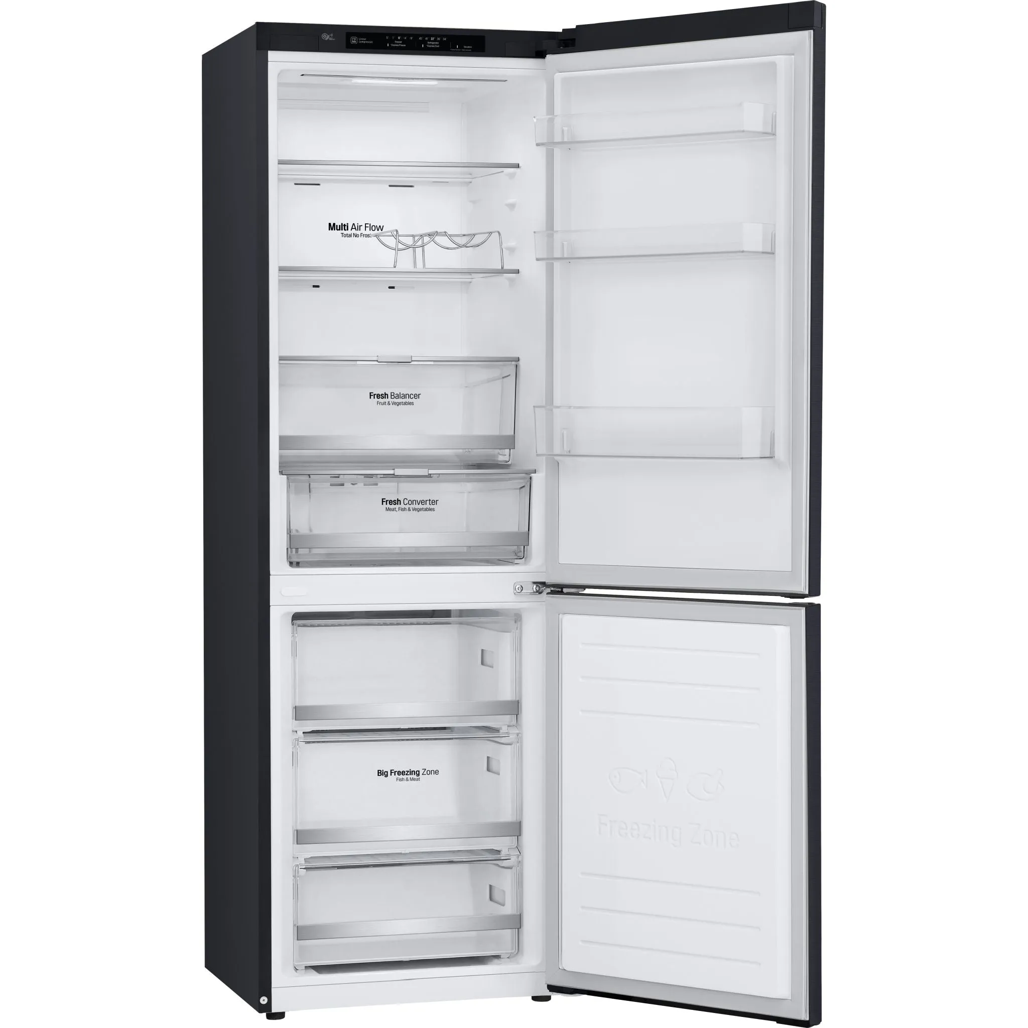 LG Bottom Mount Fridge (LBNC12241P) - Black Stainless