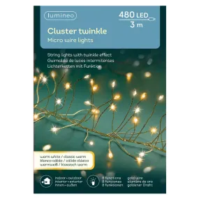Lumineo 480 Warm White & Classic Warm LED Cluster Twinkle Micro Wire Lights (3m)