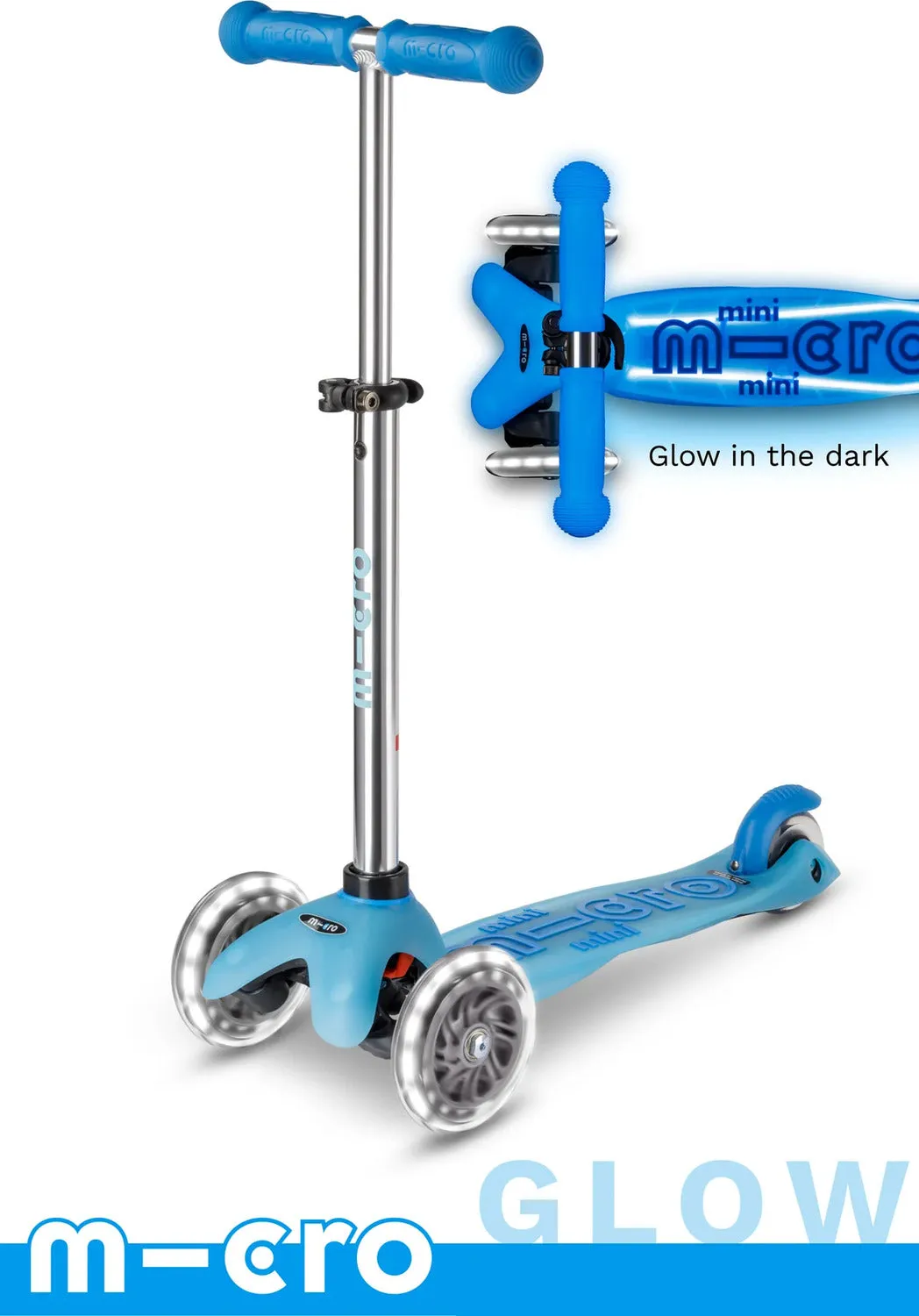 Micro Mini Glow Plus LED Arctic Blue Scooter