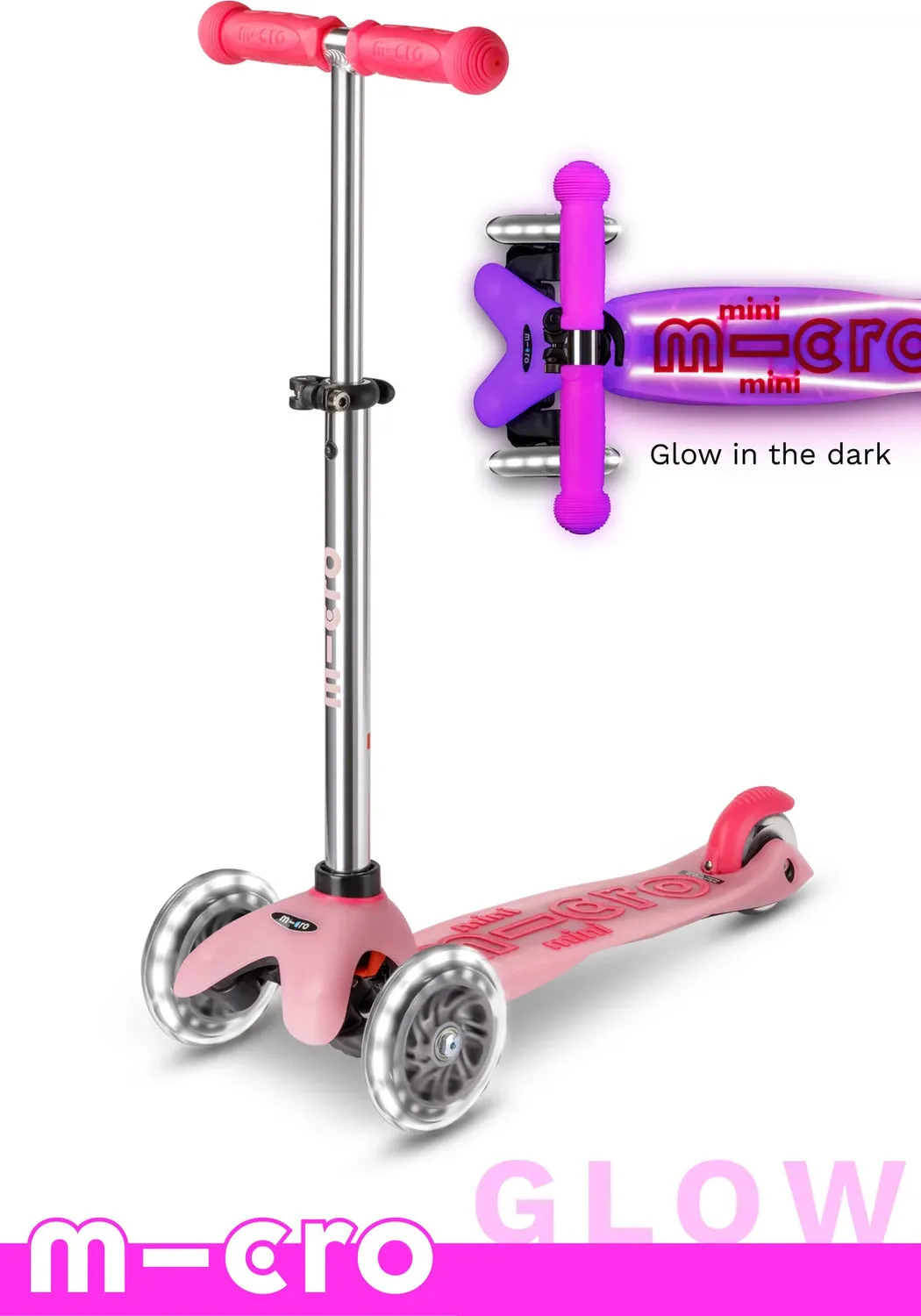 Micro Mini Glow Plus LED Frosty Pink Scooter