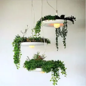 Modern Pendant Light Flower Pots Babylon Potted Plant Suspension Lamp For Growing Herbs Succulents Balcony Hanging Lamp