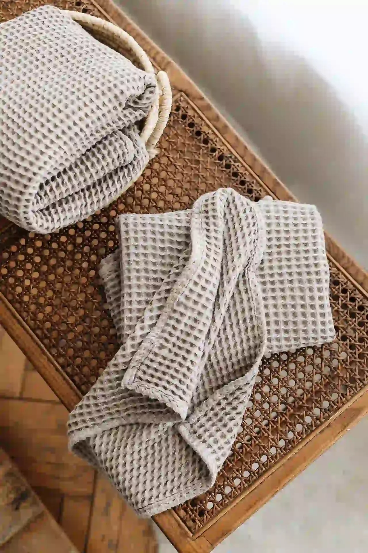 Neunest Waffle Cotton – Modal Towel Set – Warm Gray