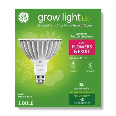 New - GE PAR38 Grow Light with Advanced Red Spectrum Flowers & Fruits LED Light Bulb Clear