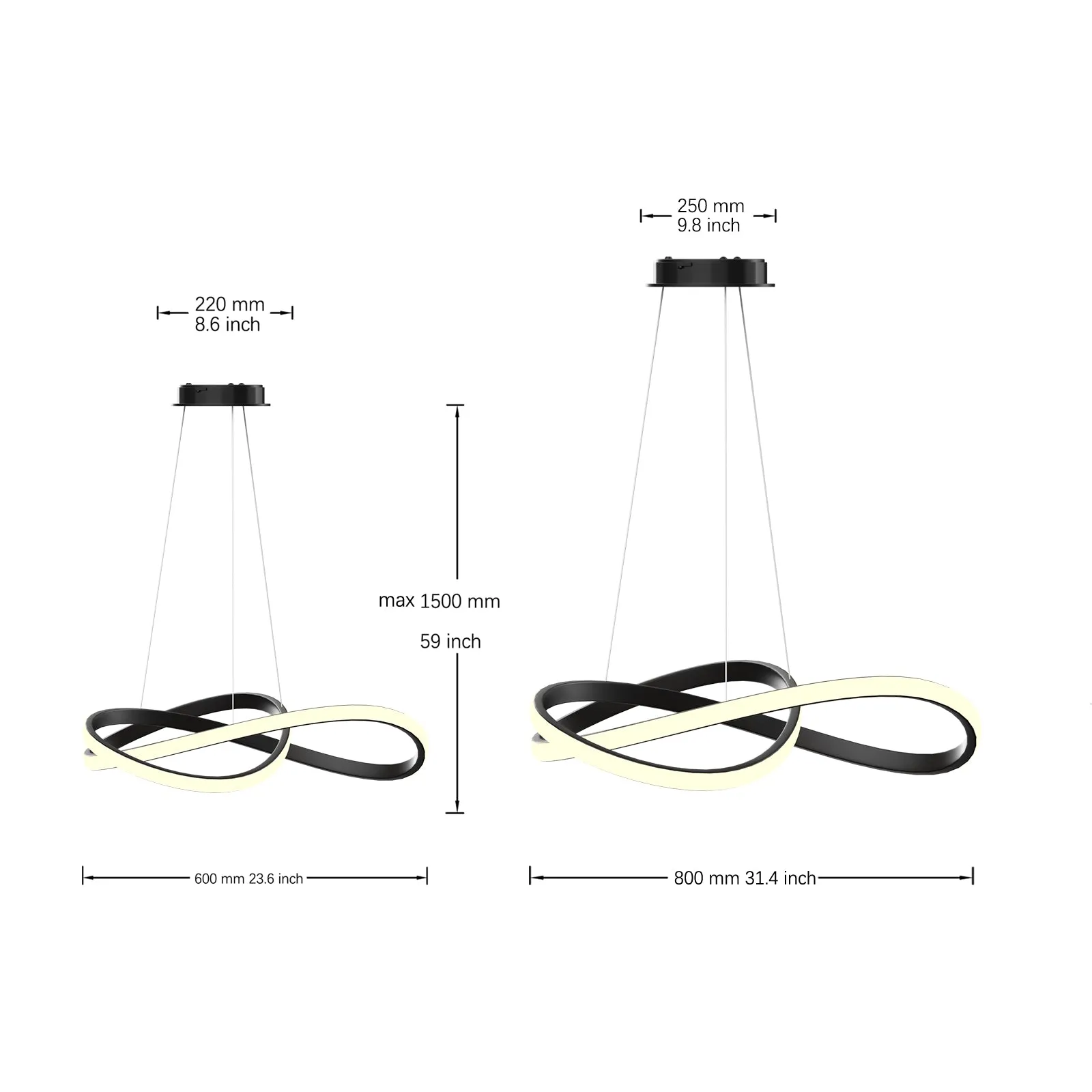 PHIX Modern LED Pendant Light Fixture Dimmable with Color Temperature Selectable