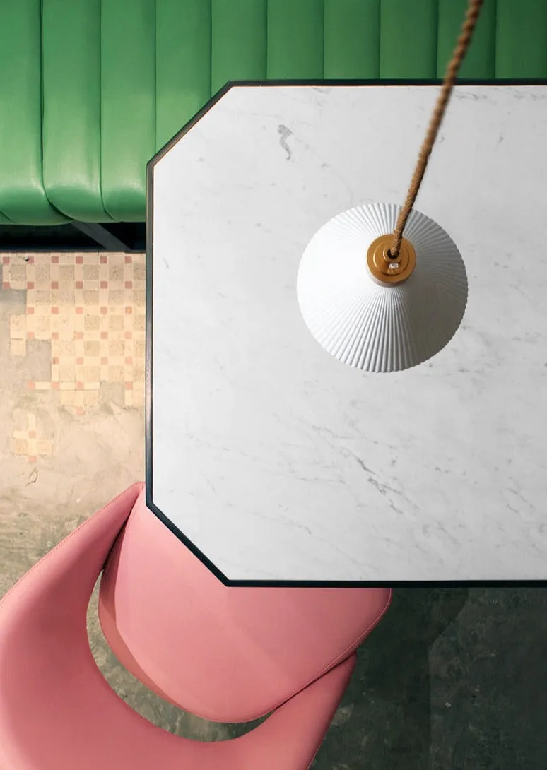Pleated Ceramic & Brass Cocoon Pendant Light