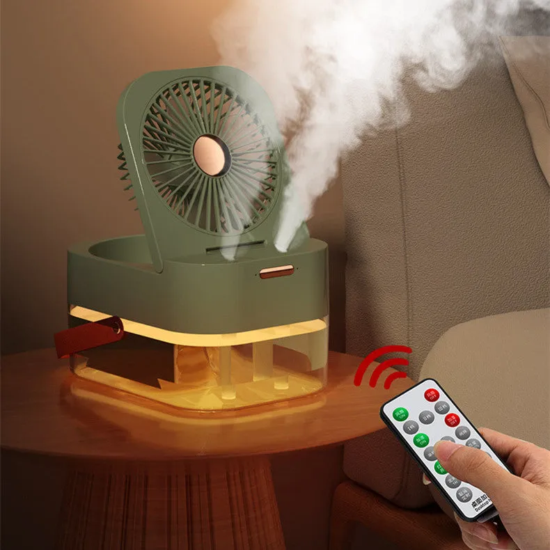 Portable Humidifier Spray Fan – USB Air Cooler & Night Light