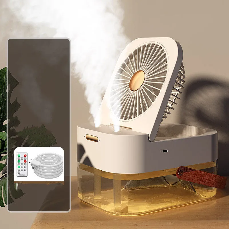 Portable Humidifier Spray Fan – USB Air Cooler & Night Light