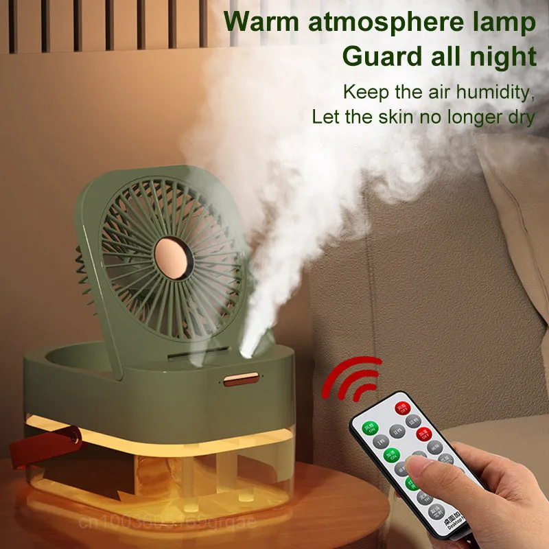 Portable Humidifier Spray Fan – USB Air Cooler & Night Light