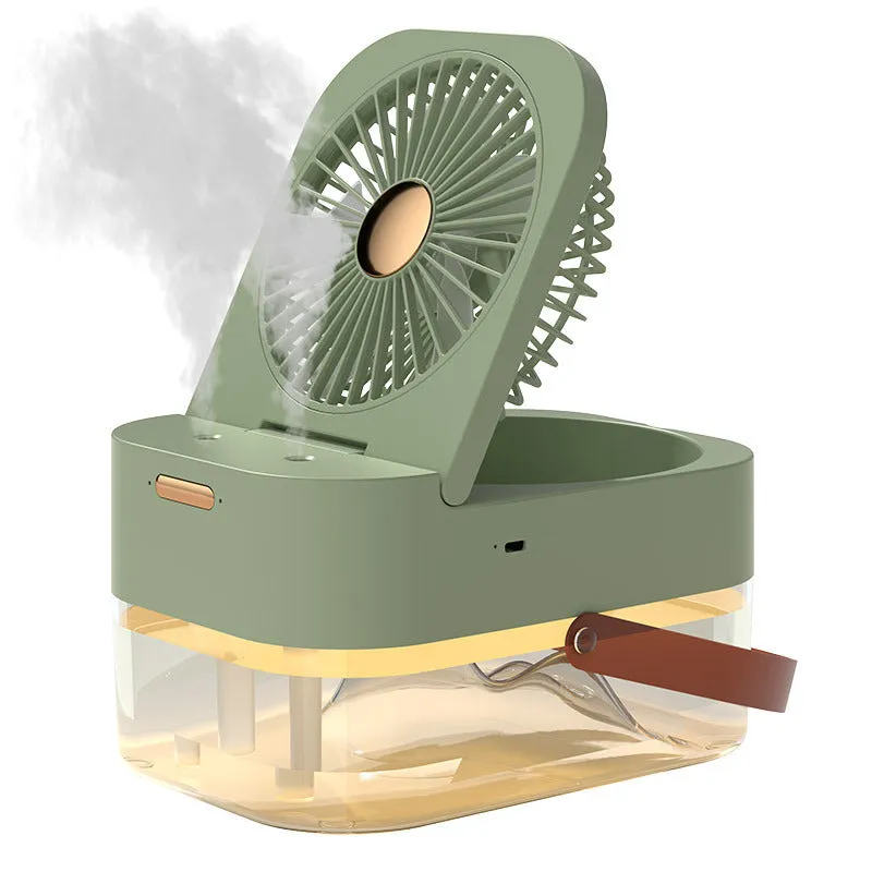 Portable Humidifier Spray Fan – USB Air Cooler & Night Light