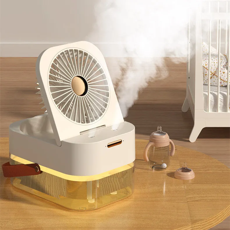 Portable Humidifier Spray Fan – USB Air Cooler & Night Light