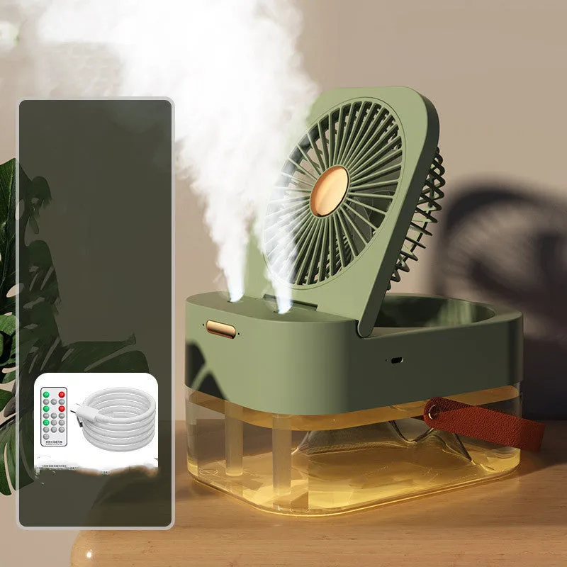 Portable Humidifier Spray Fan – USB Air Cooler & Night Light