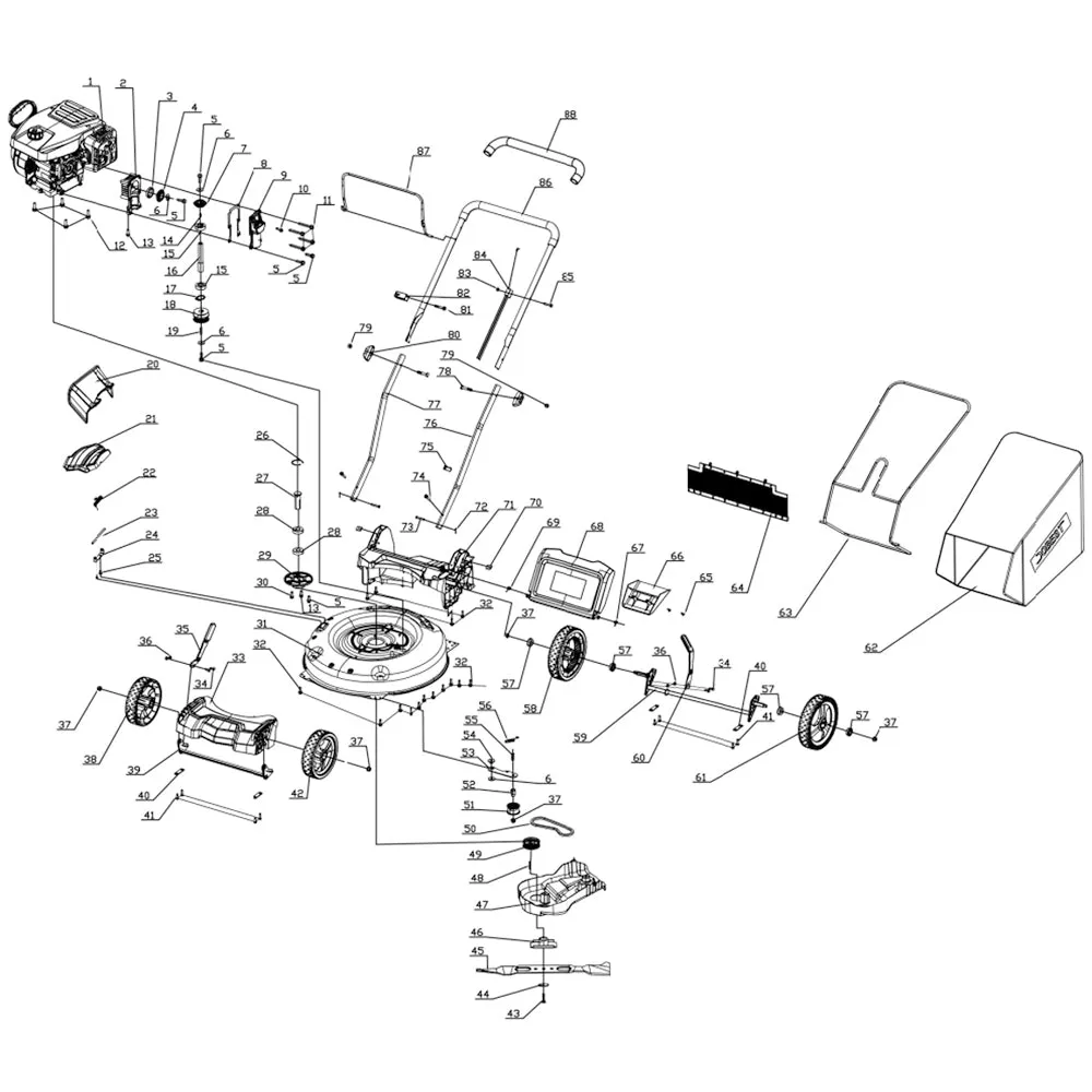 PowerSmart Lawn Mower Parts - 11.5" self- propelled wheel  assembly, Stock #: 203040021A