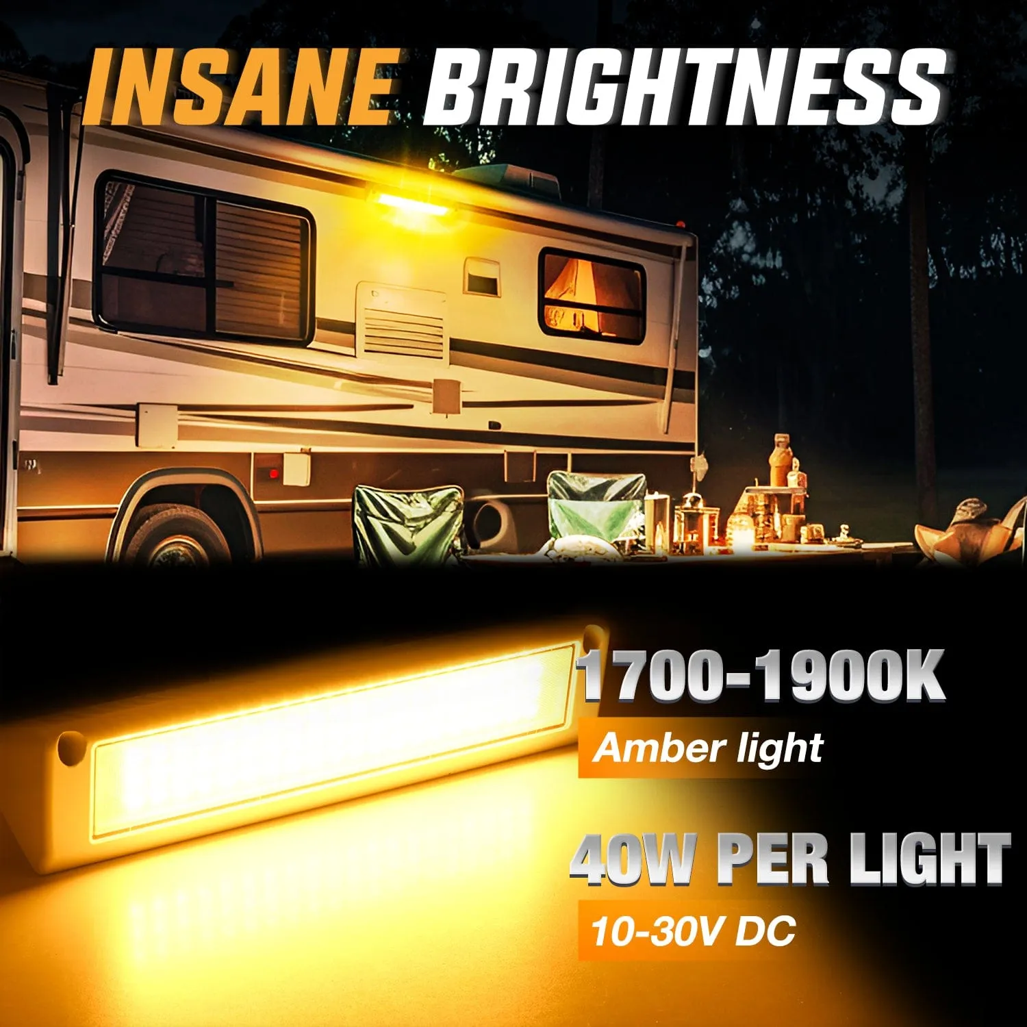 RV Exterior Light 13 Inch Amber Beam Porch Lights White Aluminum
