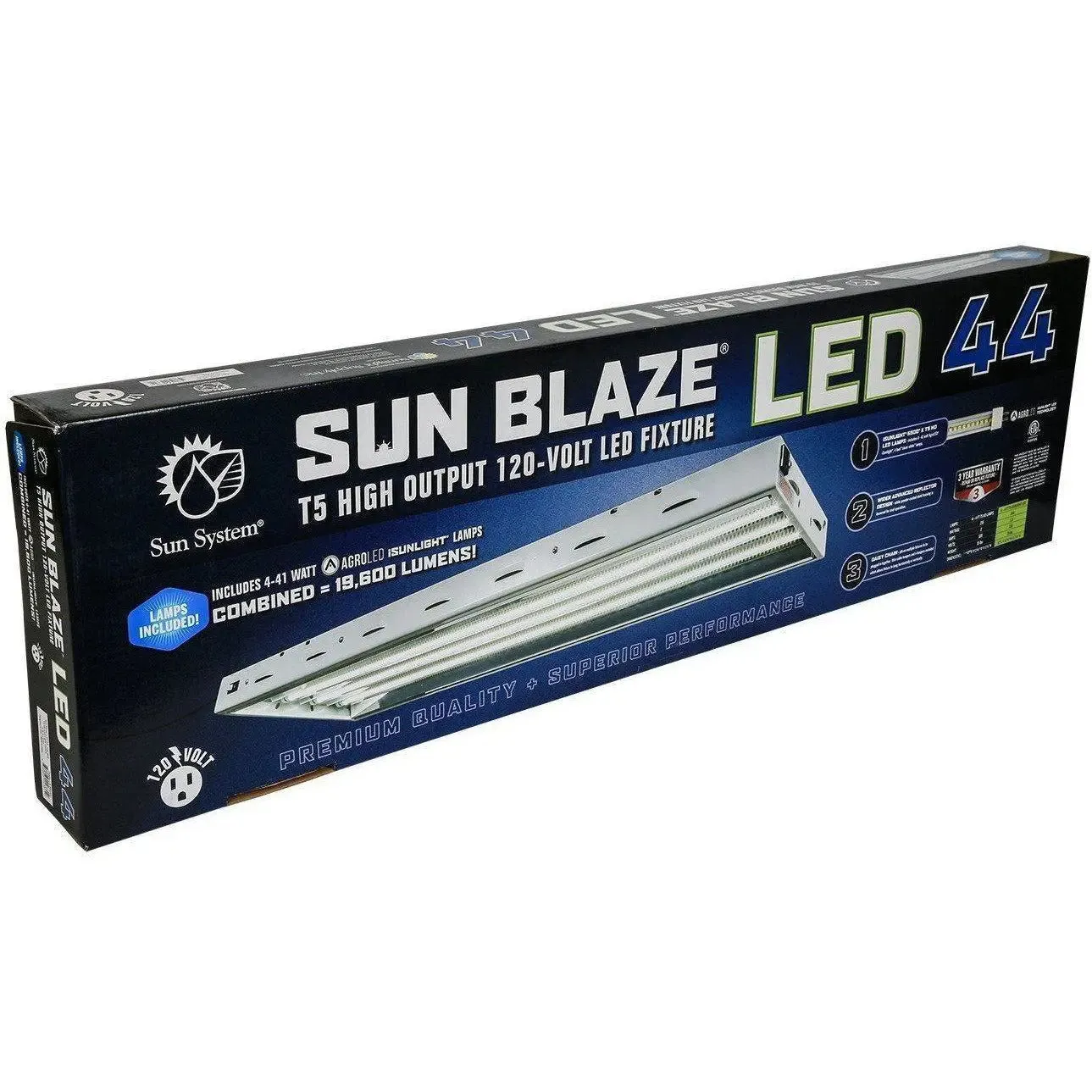 Sun Blaze T5 LED 44, 4 Lamp 4' Fixture, 120V