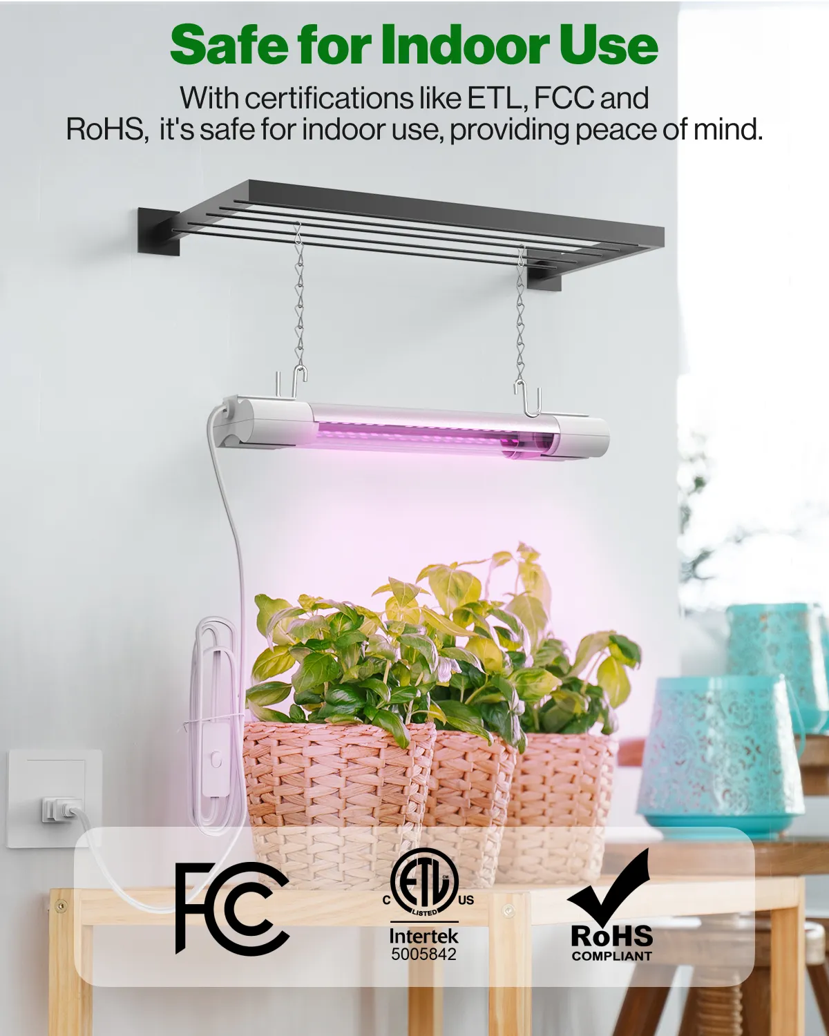 SuncoGrow, LED Grow Light, 1ft, 10W Full Spectrum, Linkable