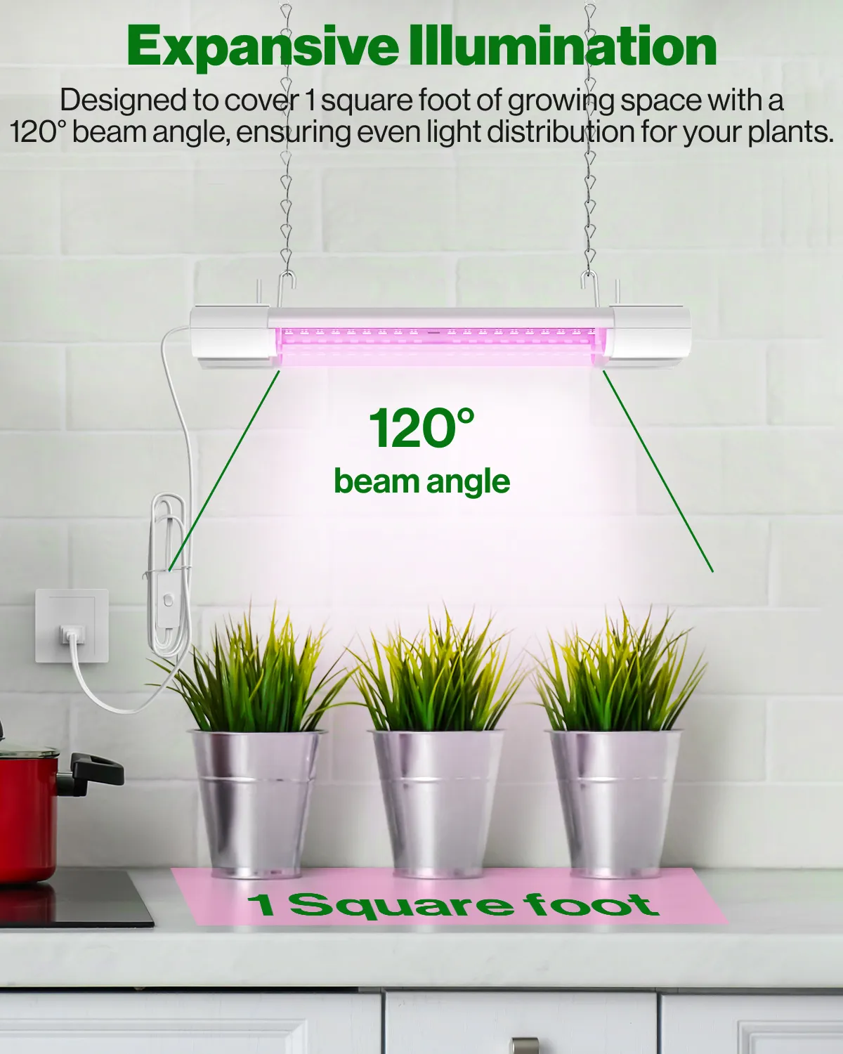SuncoGrow, LED Grow Light, 1ft, 10W Full Spectrum, Linkable