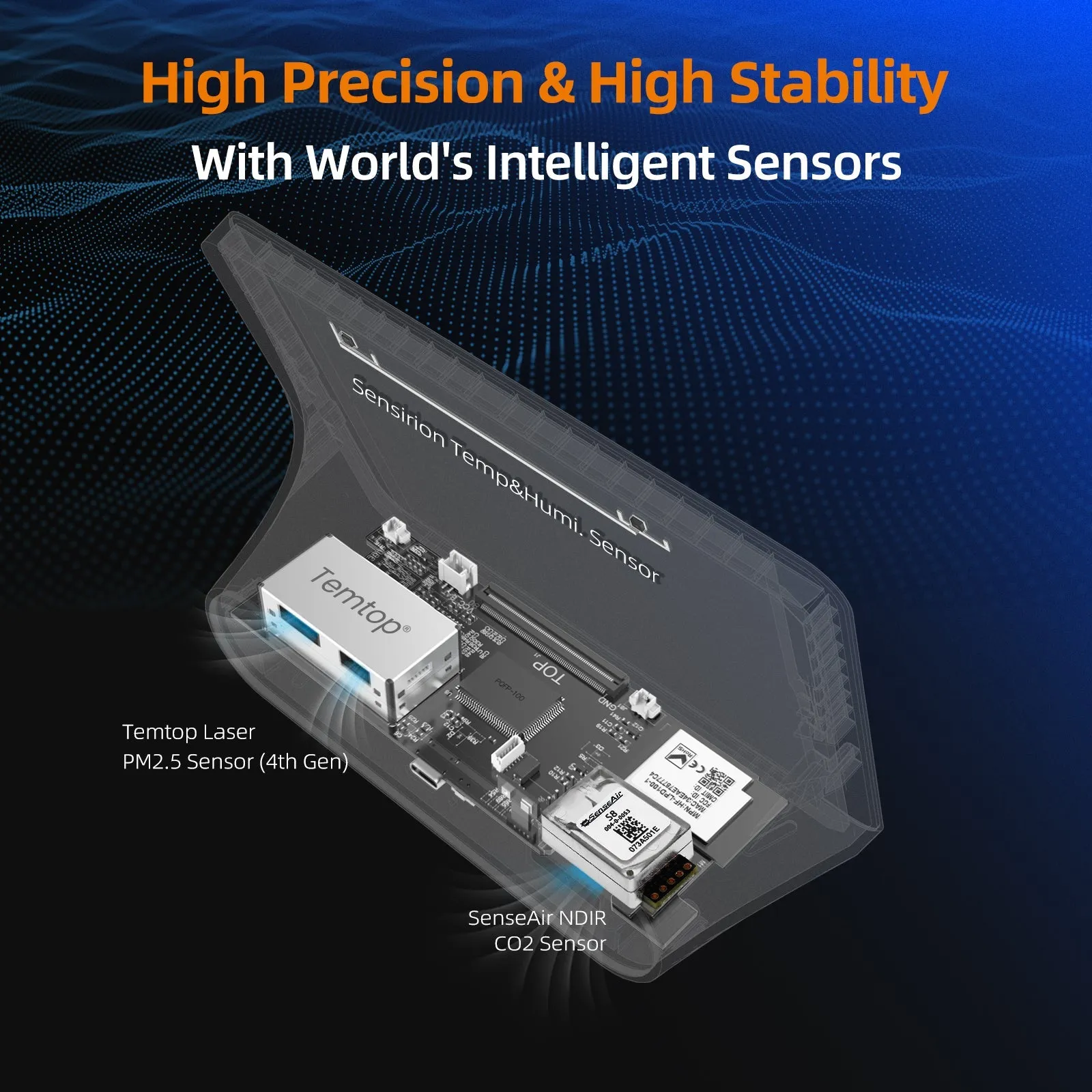 Temtop M100 Air Quality Monitor WiFi Smart Air Station PM2.5 PM10 CO2 Meter Temperature Humidity Detector for Home