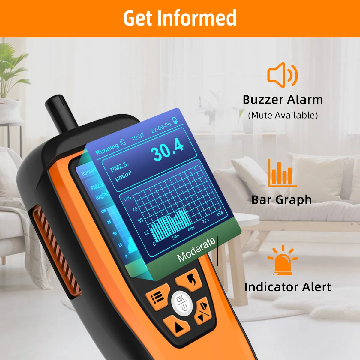Temtop M2000 2. CO2 air quality monitor for PM2.5 PM10 particles CO2 HCHO, temperature and humidity display, data export