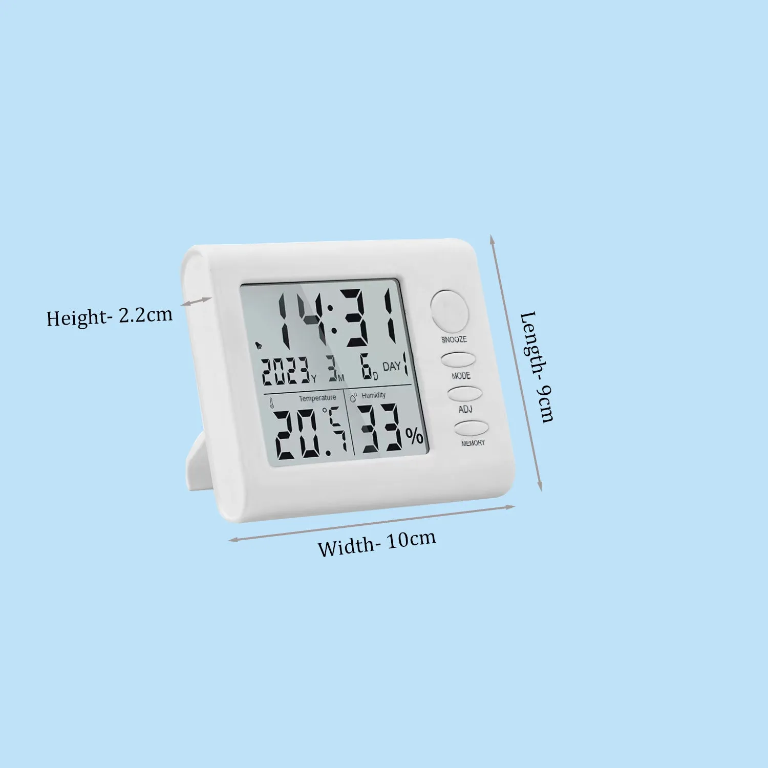 Themisto TH-HTC6 Digital Hygrometer Thermometer Humidity Meter With Clock LCD Display