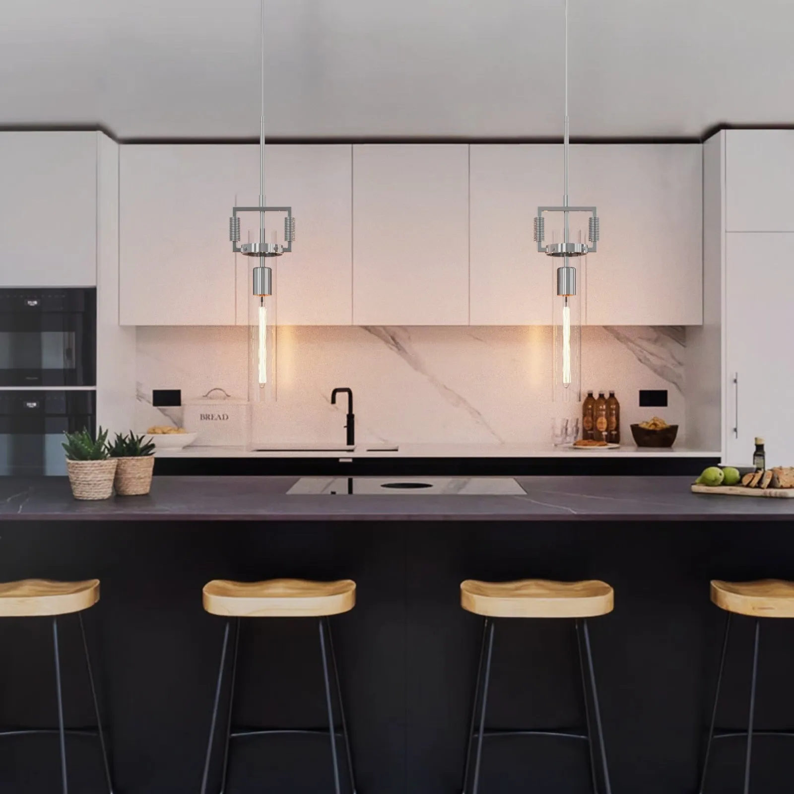 TUBULAR Contemporary Vintage Style Glass Pendant Light Kitchen Island