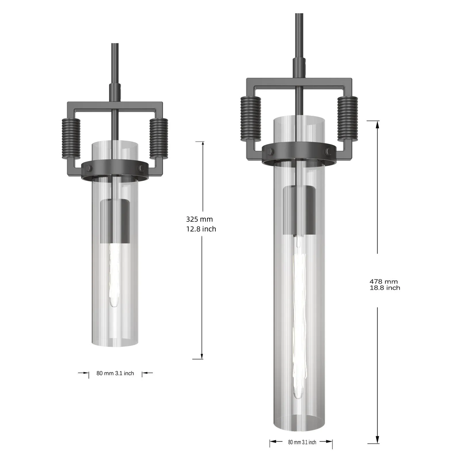 TUBULAR Contemporary Vintage Style Glass Pendant Light Kitchen Island