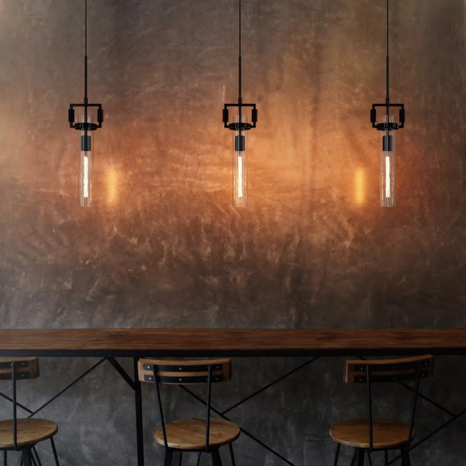 TUBULAR Contemporary Vintage Style Glass Pendant Light Kitchen Island