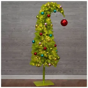 versatile Vickerman Whimsical 5' Lime Green Tinsel Artificial Christmas Tree with 100 Clear Lights