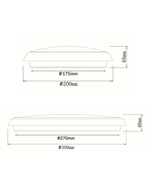 Waterproof LED Tri-Colour Dimmable Oyster Lights IP54