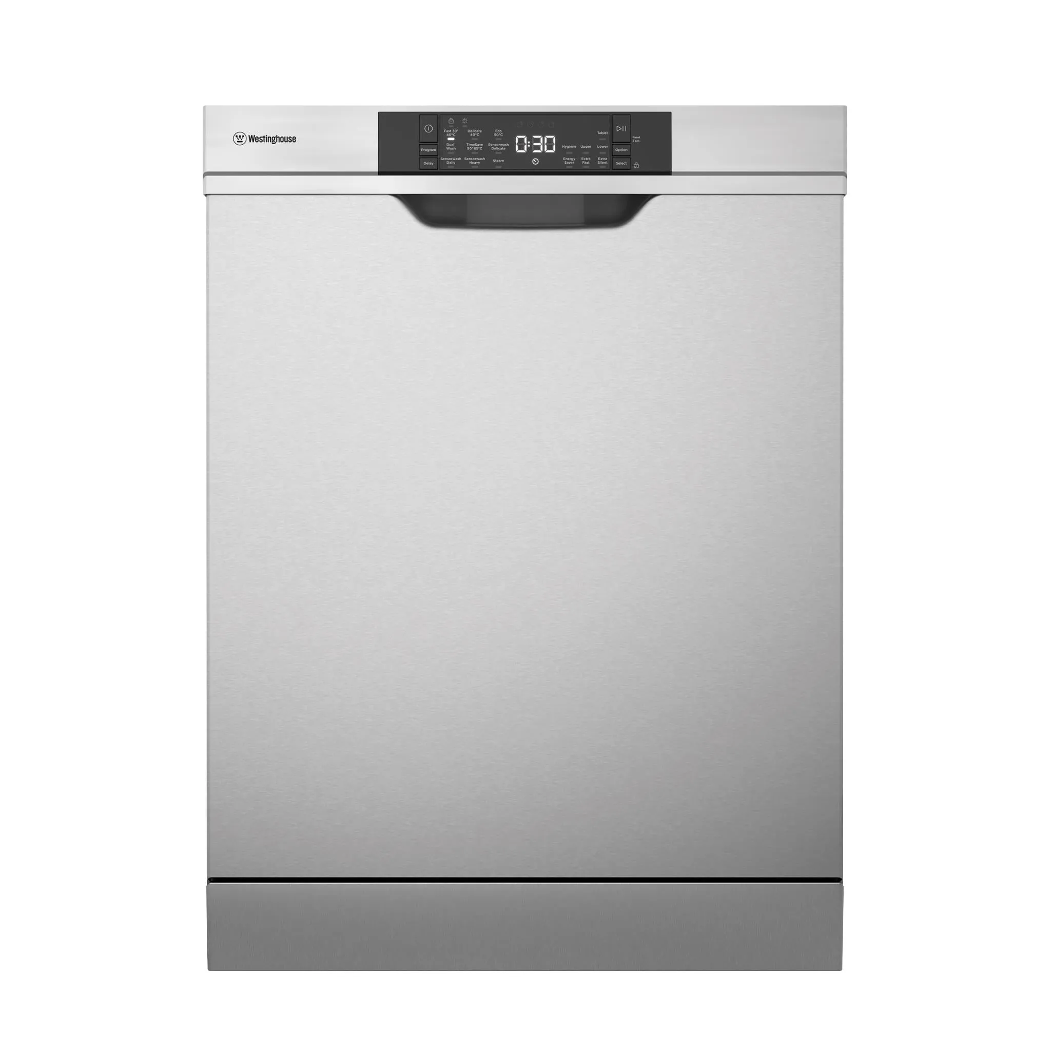 Westinghouse WSU6608XB 15-Place Setting Freestanding Auto Door-Steam Underbench Dishwasher (Stainless Steel)