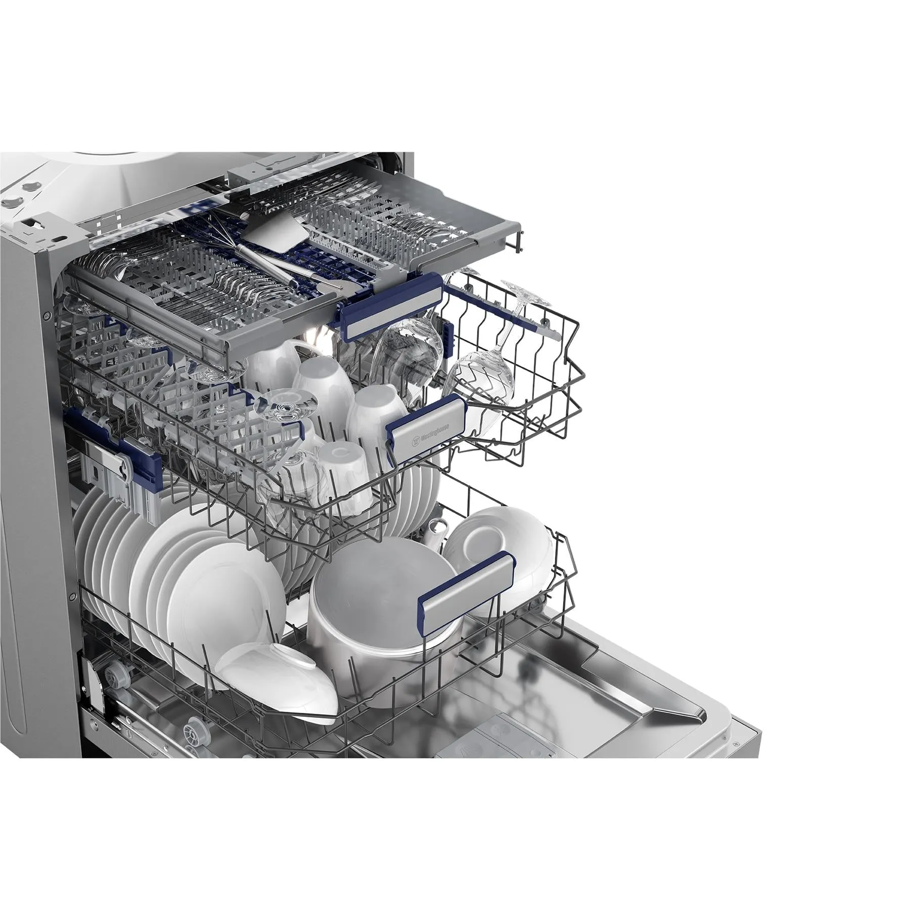 Westinghouse WSU6608XB 15-Place Setting Freestanding Auto Door-Steam Underbench Dishwasher (Stainless Steel)