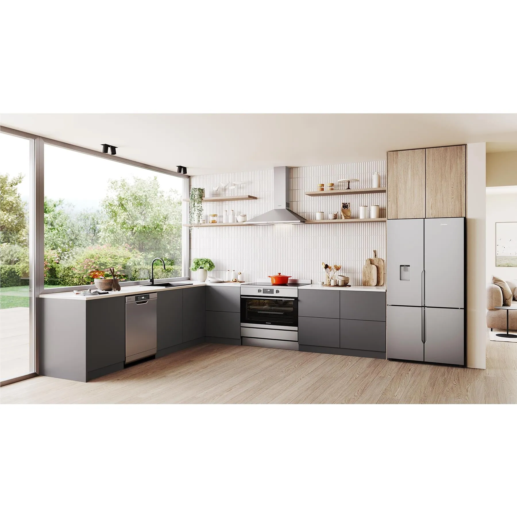 Westinghouse WSU6608XB 15-Place Setting Freestanding Auto Door-Steam Underbench Dishwasher (Stainless Steel)