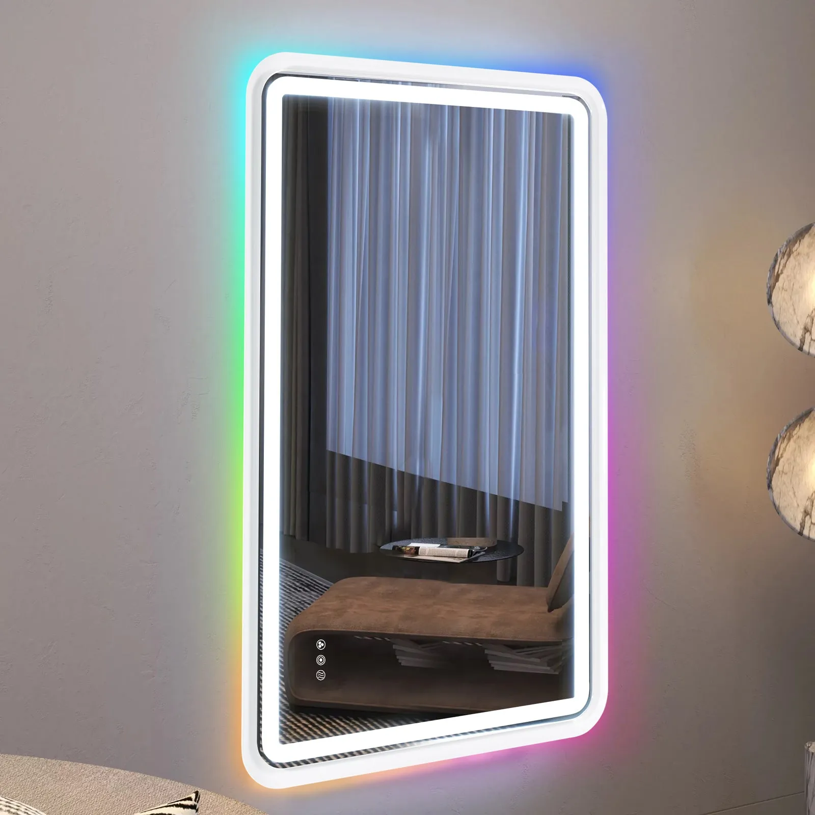 White Framed Led Vanity Mirror 11 WRGB Backlit