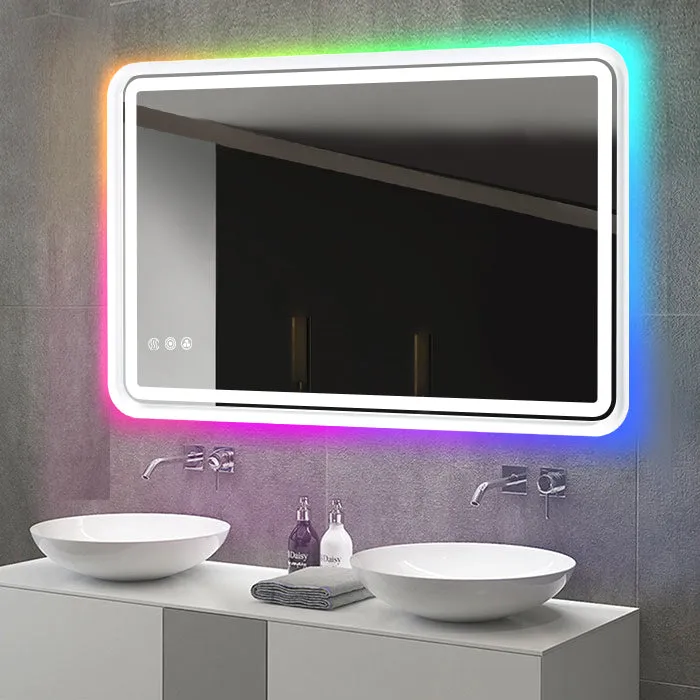 White Framed Led Vanity Mirror 11 WRGB Backlit