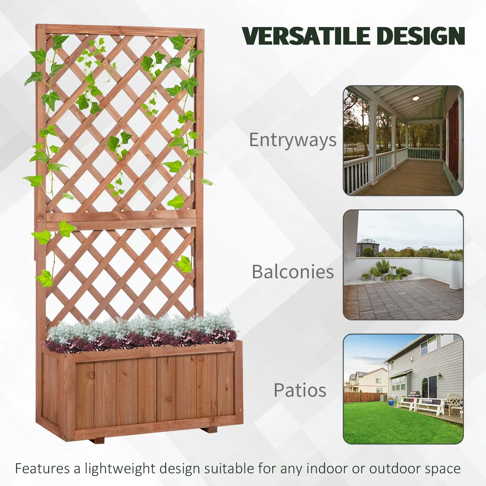 Wooden Gardening Display Flower Planter Stand Trellis Shelf , 72.5L x 31.5W x 149.5H