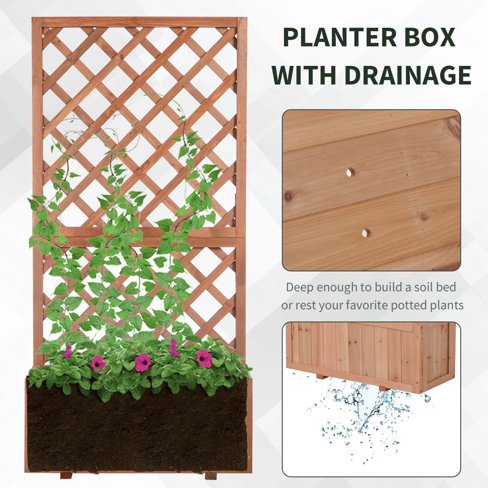 Wooden Gardening Display Flower Planter Stand Trellis Shelf , 72.5L x 31.5W x 149.5H