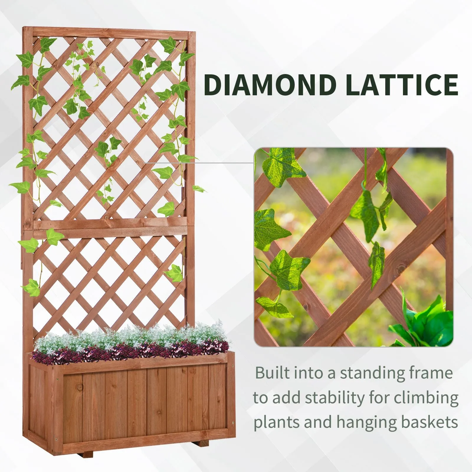 Wooden Gardening Display Flower Planter Stand Trellis Shelf , 72.5L x 31.5W x 149.5H