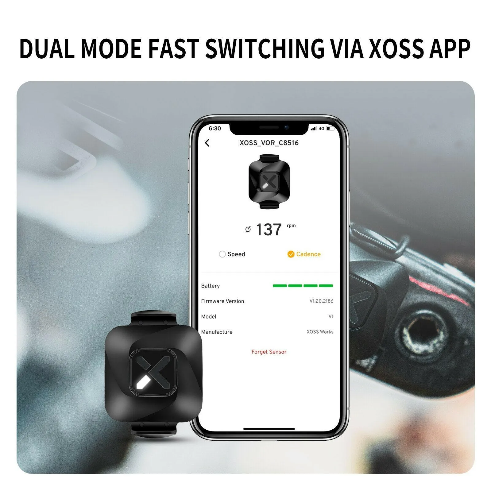 XOSS Vortex Speed Cadence Sensor for Bicycle Computer IPX7 Waterproof 300Hrs Battery Life Bluetooth ANT  Bike Accessories MTB